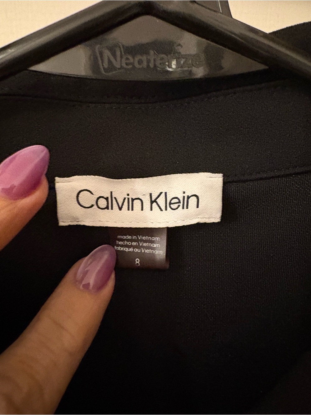 Calvin Klein Black Collared Button-Front Midi Dress with Belt - Picture 5 of 7